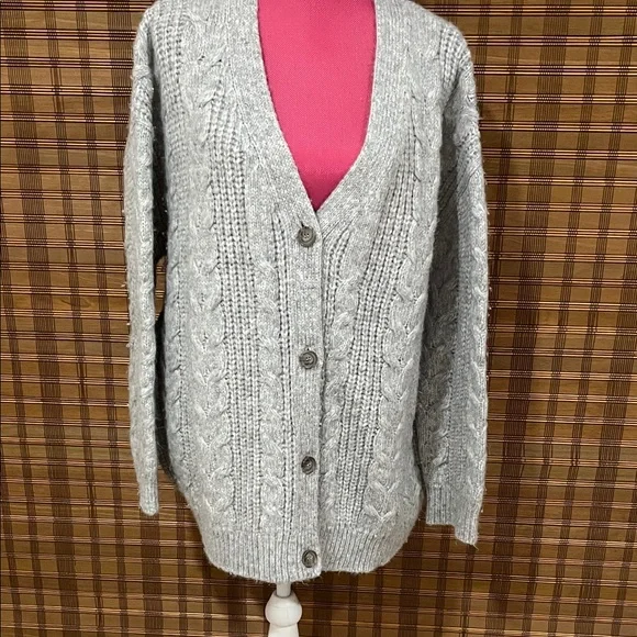 Jenny Kayne Gray Cable Knit Cardigan Sweater alpaca. - Picture 1 of 2